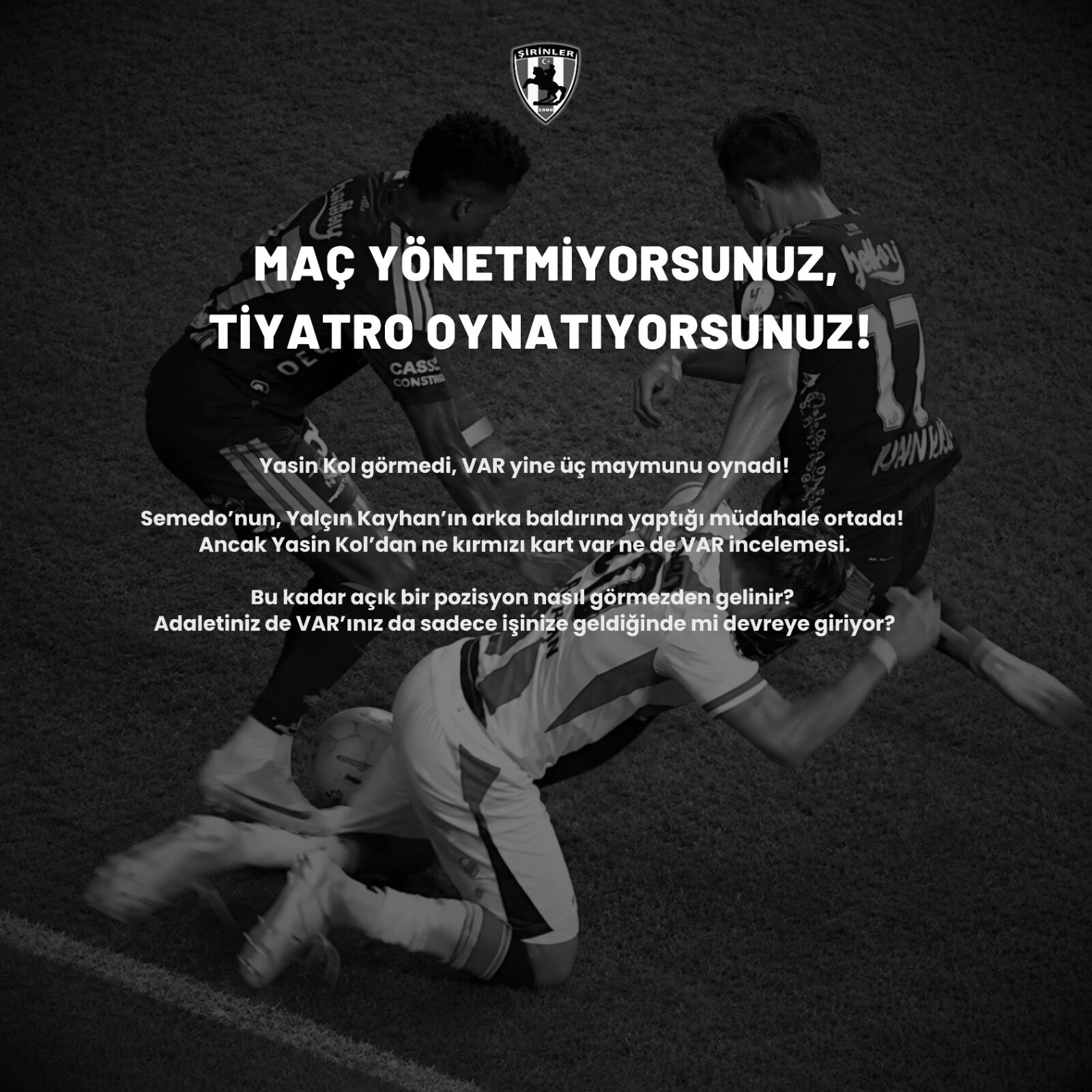 samsunspor haber: Samsunspor taraftarından Yasin Kol ve VAR’a “tiyatro” tepkisi