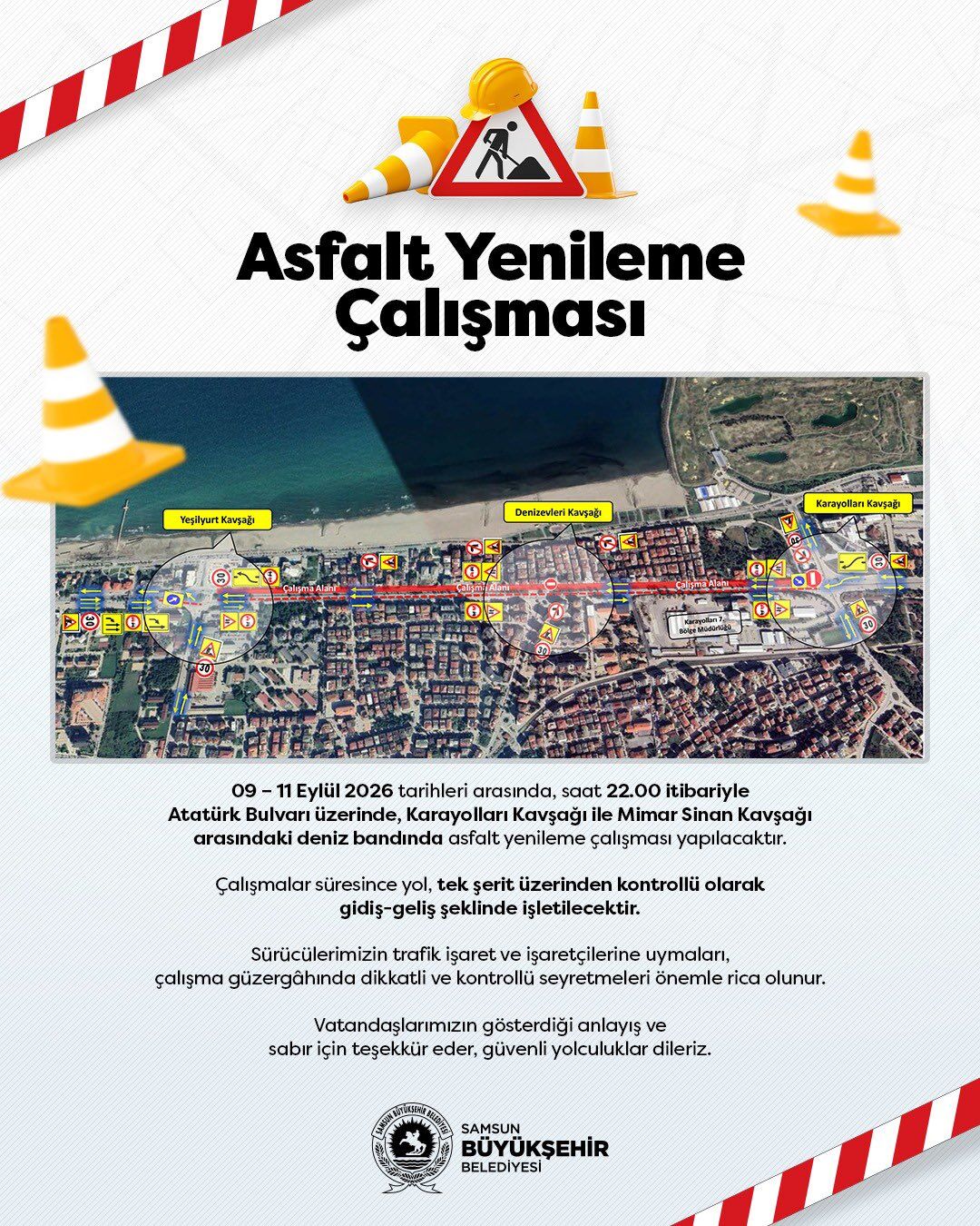 samsun haber Samsun’da sürücüler dikkat! O yolda çalışma yapılacak