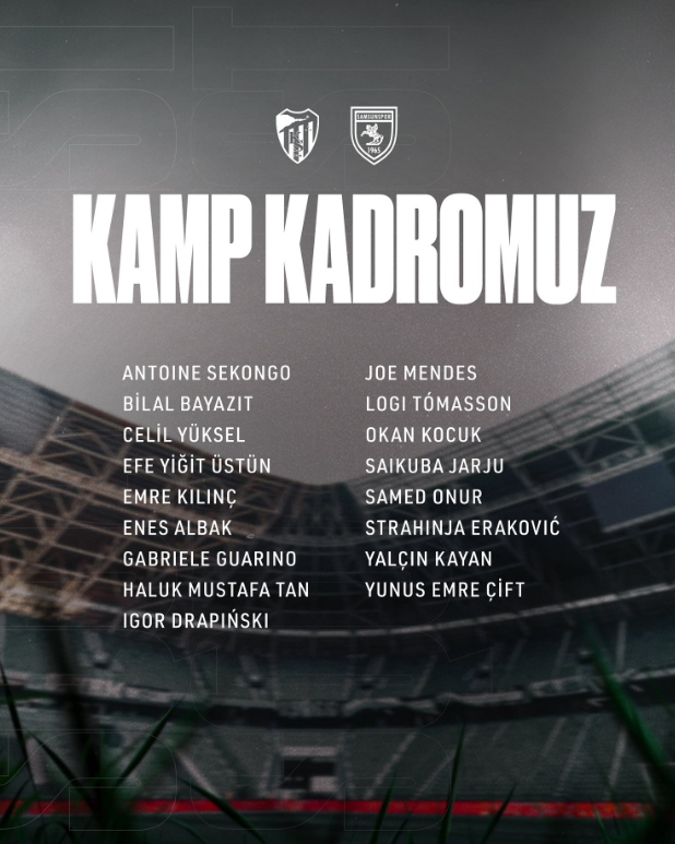 Samsunspor Haber: Samsunspor’un Kocaelispor maçı kamp kadrosu belli oldu