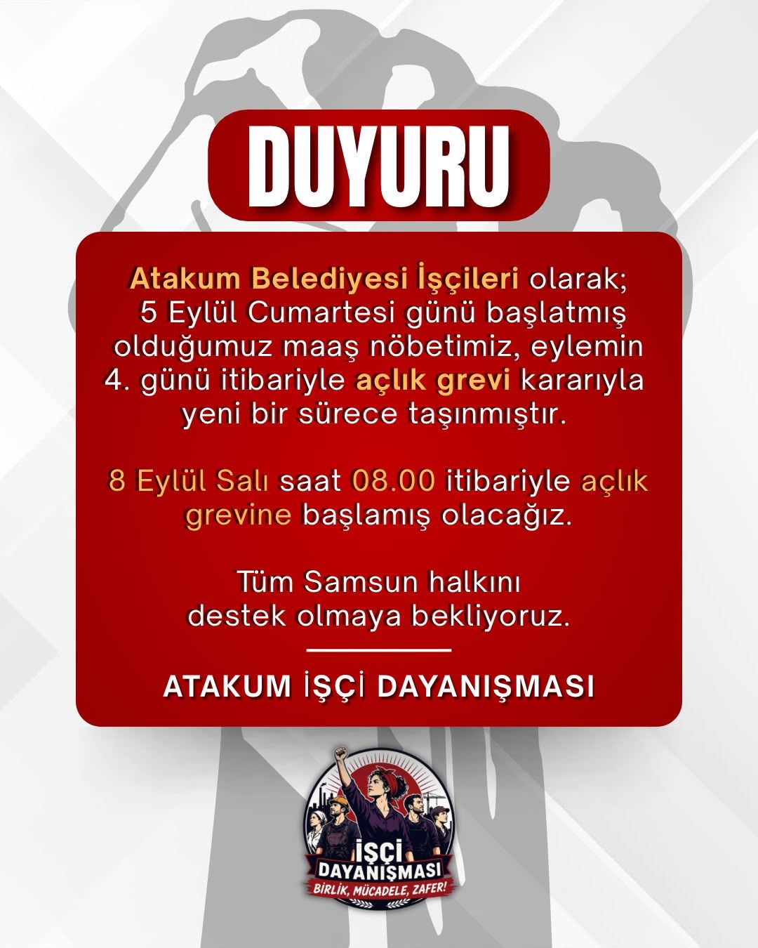 samsun haber: Atakum Belediyesi işçileri açlık grevi kararı aldı