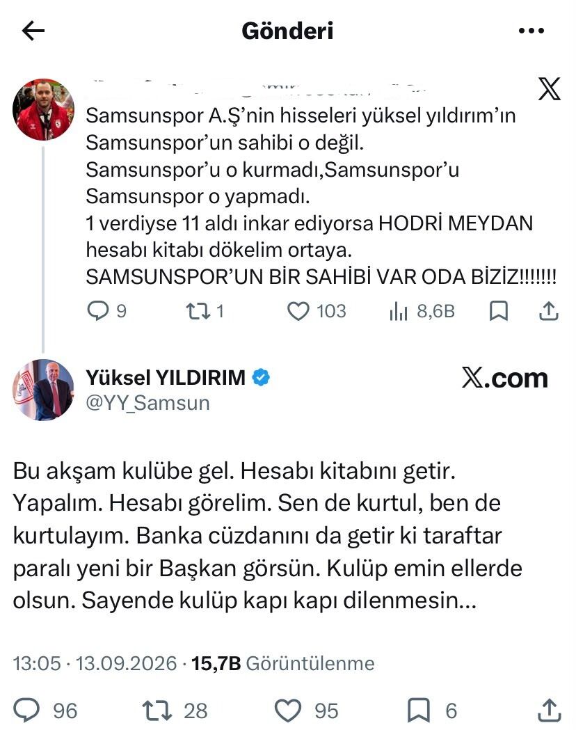 samsunspor haber: Samsunspor'da Yüksel Yıldırım'dan taraftara olay yanıt: “Bu akşam kulübe gel”