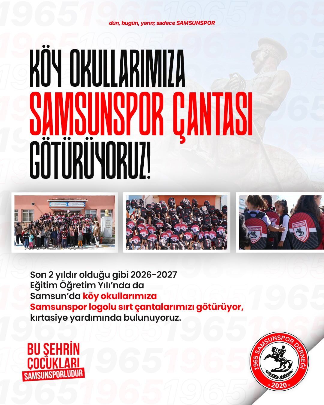 Samsun Haber:1965 Samsunspor Derneği'nden köy okullarına destek