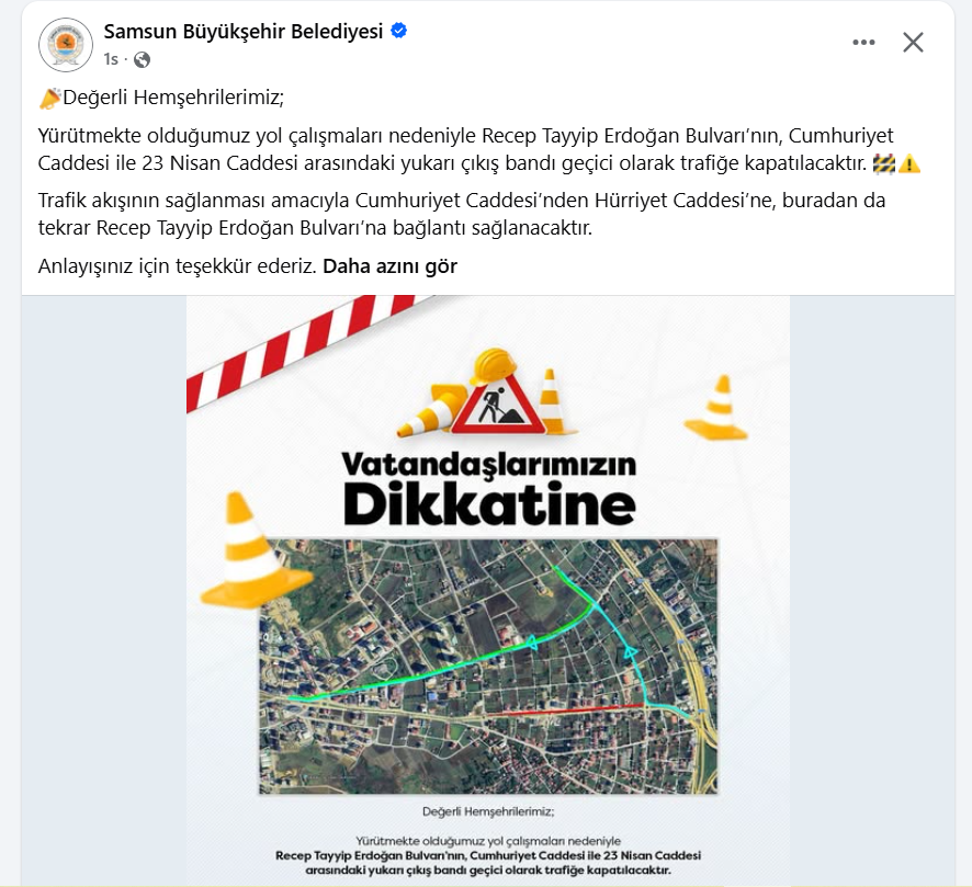 Samsun Haber: Samsun’da sürücüler dikkat! O yol kapanıyor