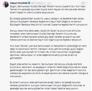 samsunspor haber: Samsunspor Başkanı Yüksel Yıldırım'dan Nuri Asan açıklaması