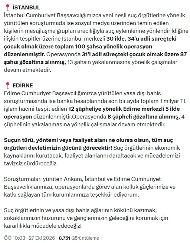 Bakan Gürlek duyurdu! 23 şirkete kayyım atandı, onlarca kişi gözaltında