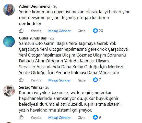 Samsun otogarı için vatandaşlardan yenileme çağrısı