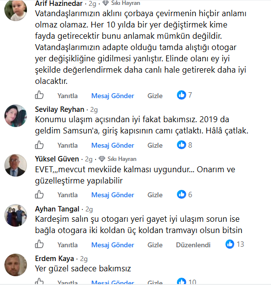 Samsun otogarı için vatandaşlardan yenileme çağrısı