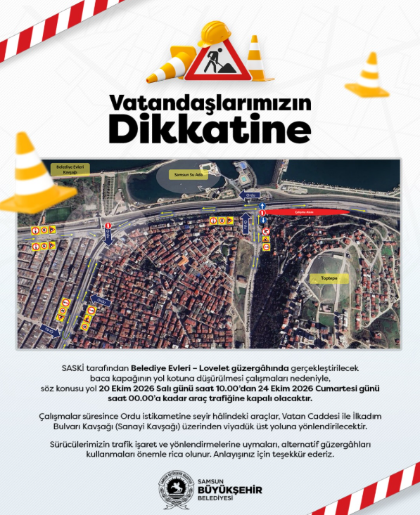 Samsun haber: Samsun’da sürücüler dikkat! Bu yol 4 gün kapalı