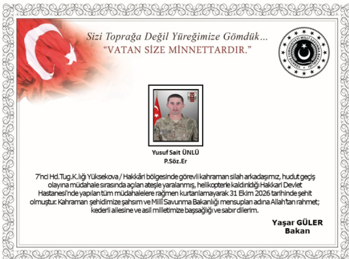 Sınır hattından acı haber! Yusuf Sait Ünlü şehit oldu