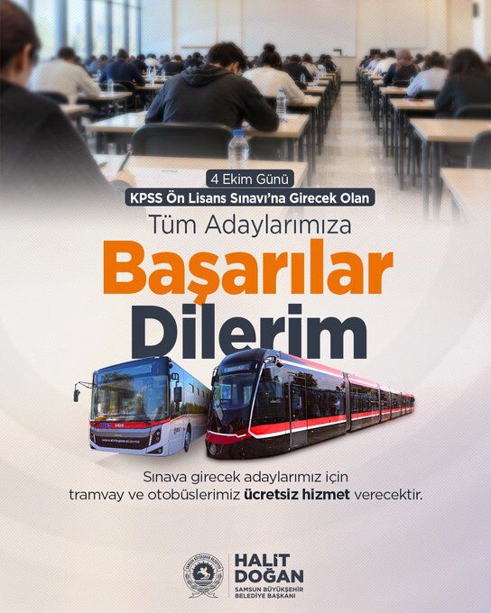 samsun haber Samsun’da KPSS adaylarına ulaşım ücretsiz olacak