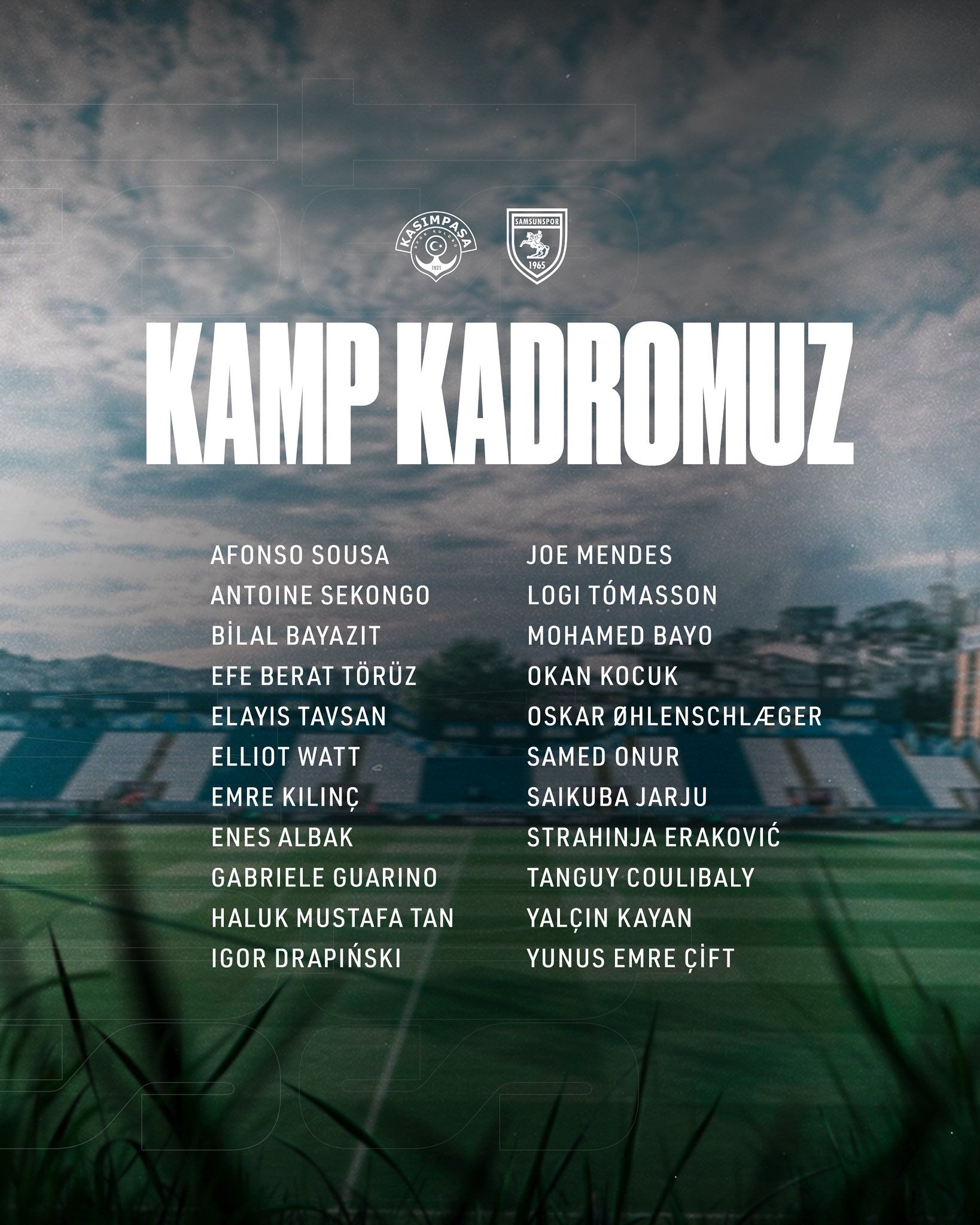 Samsunspor’un Kasımpaşa maçı kamp kadrosu açıklandı! Detaylar 👇 https://www.samsungazetesi.com/samsunsporun-kasimpasa-maci-kamp-kadrosu-aciklandi #Samsunspor #Kasımpaşa #Samsun #SamsunHaber #SüperLig #KampKadrosu
