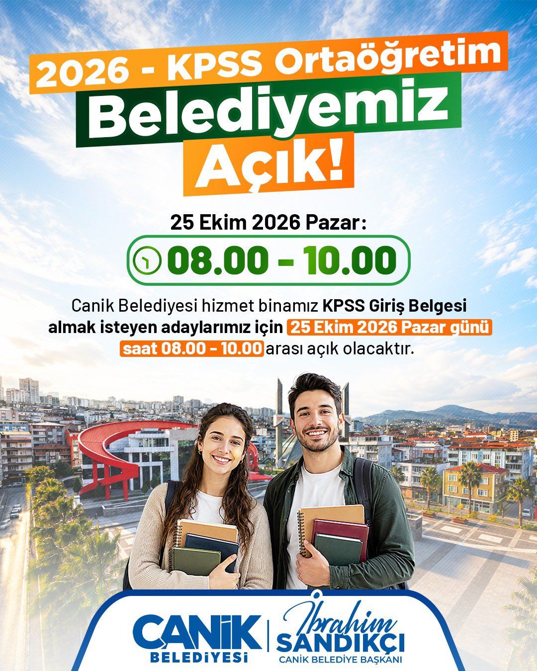 Canik Belediyesi'nden KPSS adaylarına kolaylık