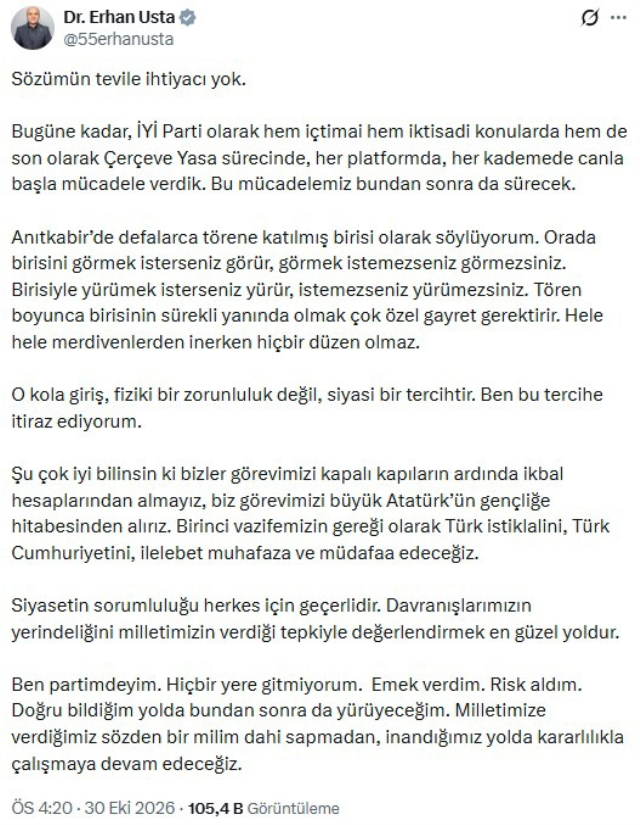 Iyi Partili Erhan Ustadan Dervisogluna Yanit Gecikmedi
