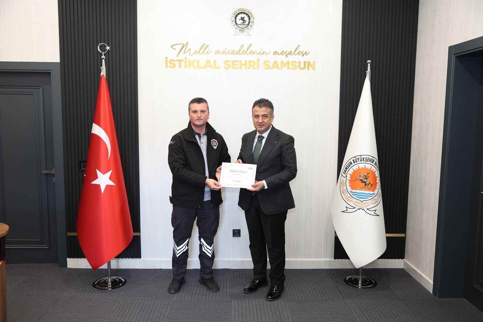 samsun haber Samsun’da kahraman personele Başkan Halit Doğan’dan teşekkür