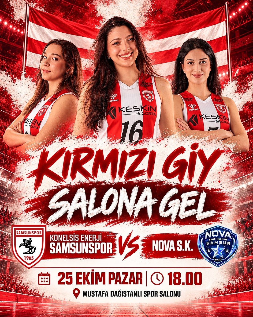 Samsunspor’dan taraftara mesaj: “Kırmızı giy, salona gel!”